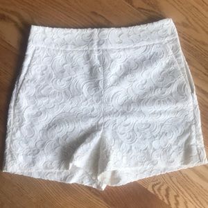 High waisted Cream Lacey shorts